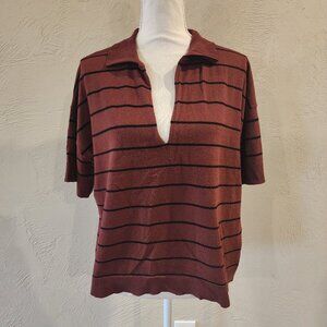 Max Studio Stripped V-Neck Sweater